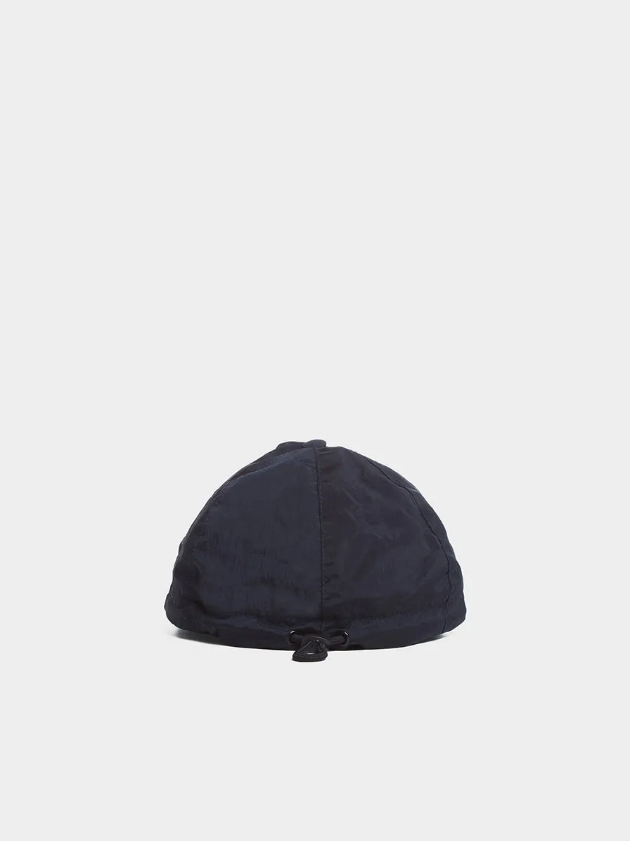 6 Panel Nylon Metal Cap, Navy Blue