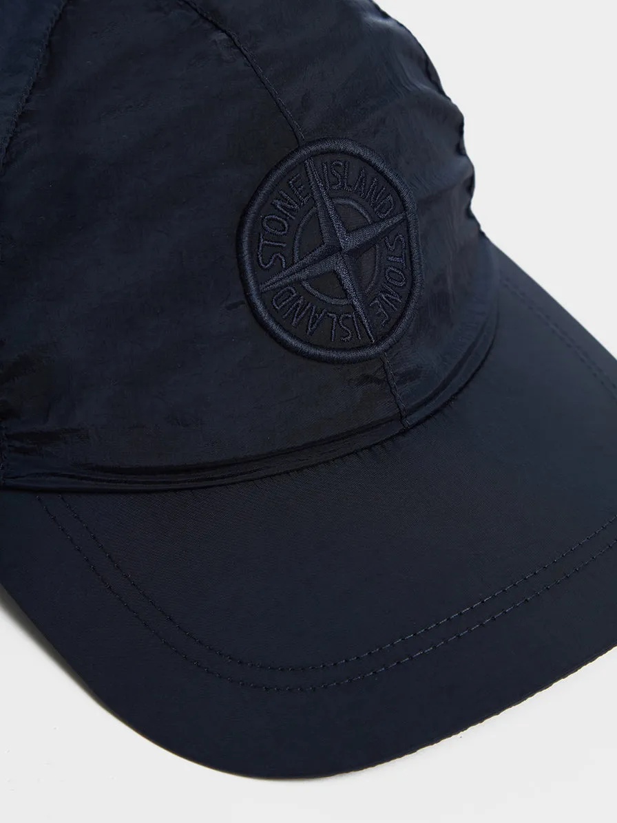 6 Panel Nylon Metal Cap, Navy Blue