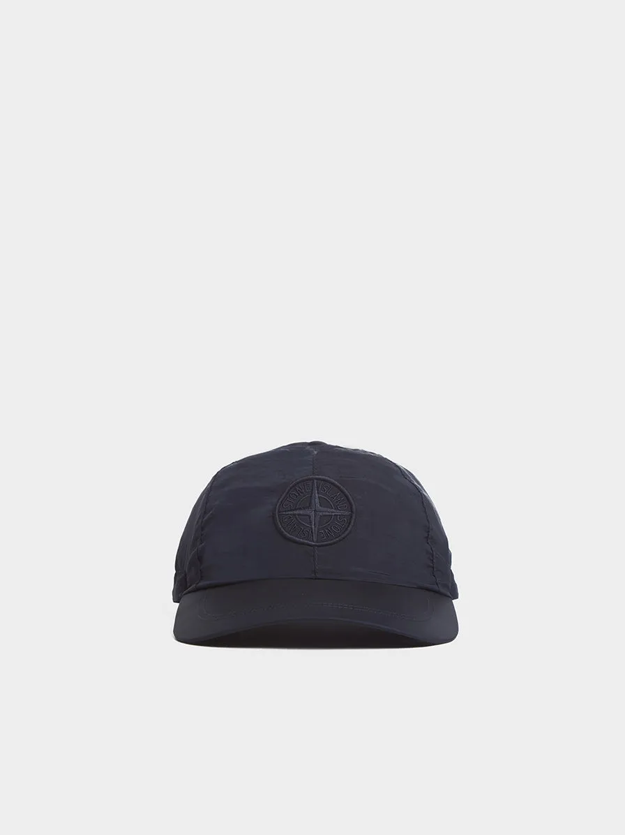 6 Panel Nylon Metal Cap, Navy Blue