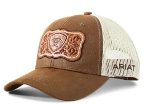 ARIAT FAUX LEATHER FLORAL LOGO HAT CAP