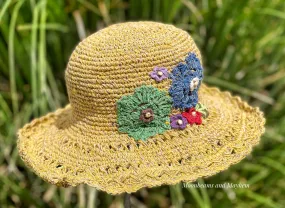 BEAUTIFUL BUTTERCUP YELLOW BLOSSOM CROCHET HAT