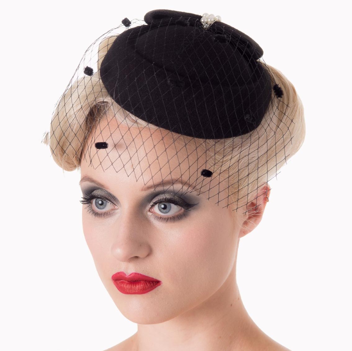 Black Vintage Retro Pillbox Hat Fascinator