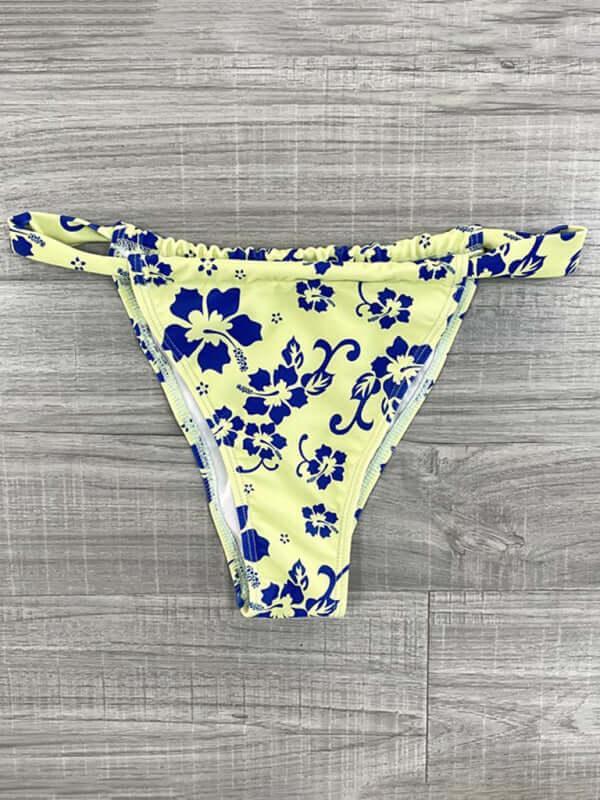 Blue Floral Triangle Top Bikini Set