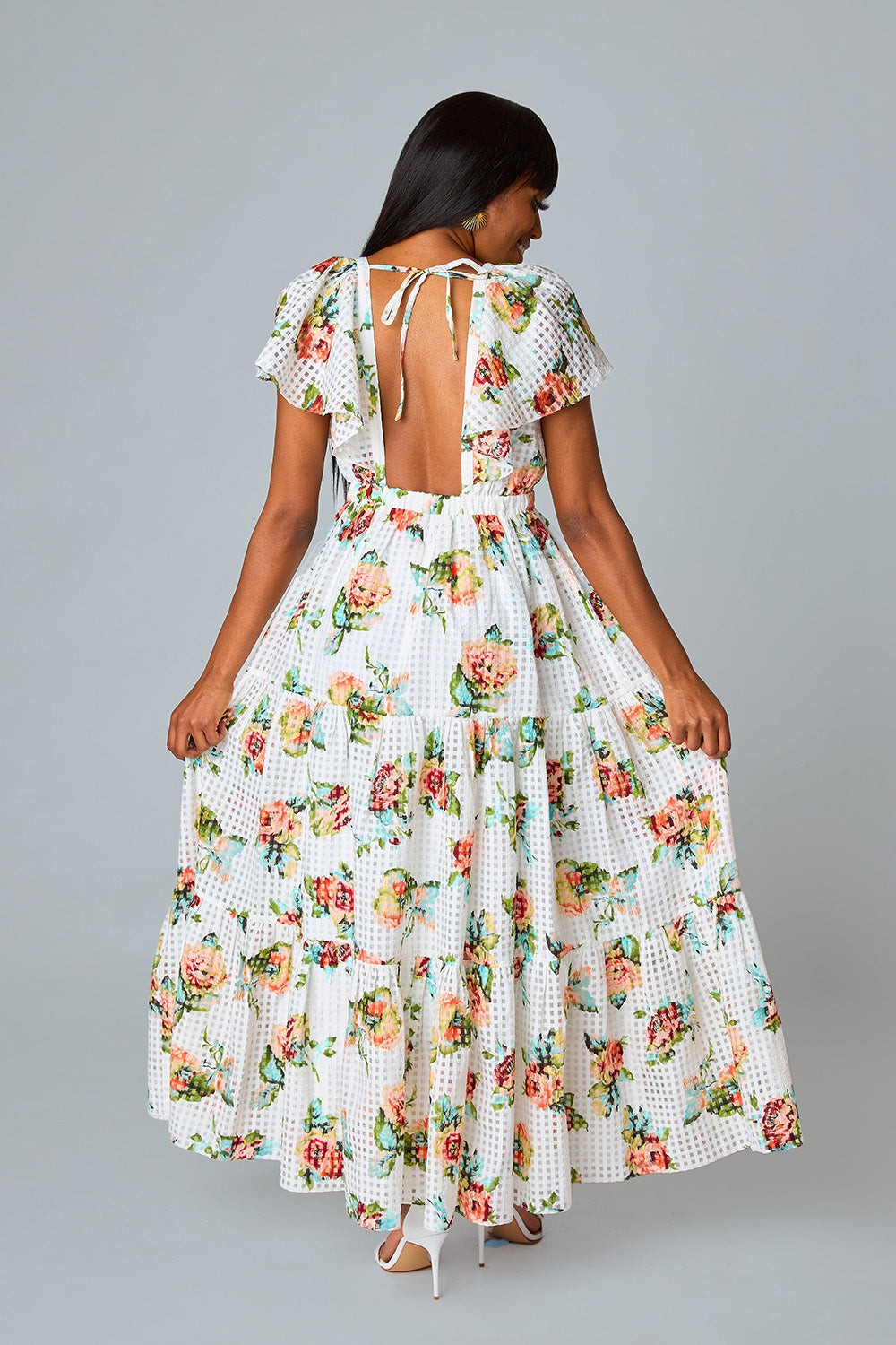 BuddyLove | CECE FLUTTER SLEEVE MAXI DRESS - SCOTTISH ROSE