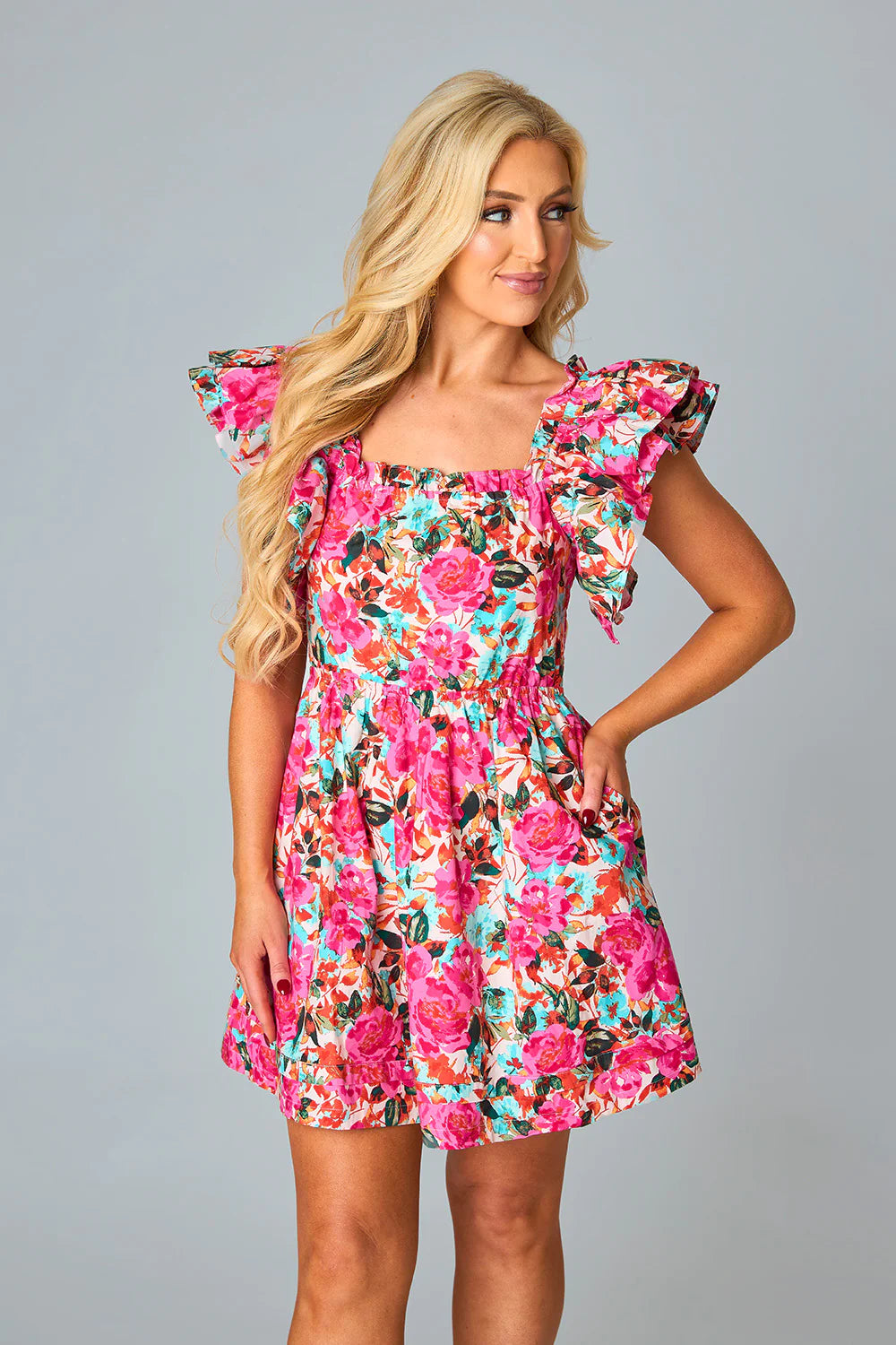 BuddyLove | KIMBER RUFFLE SLEEVE SHORT DRESS - SWEET DREAMS