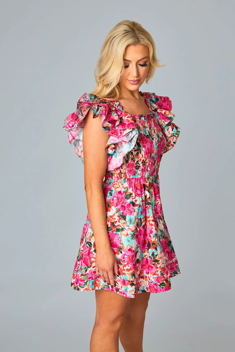 BuddyLove | KIMBER RUFFLE SLEEVE SHORT DRESS - SWEET DREAMS