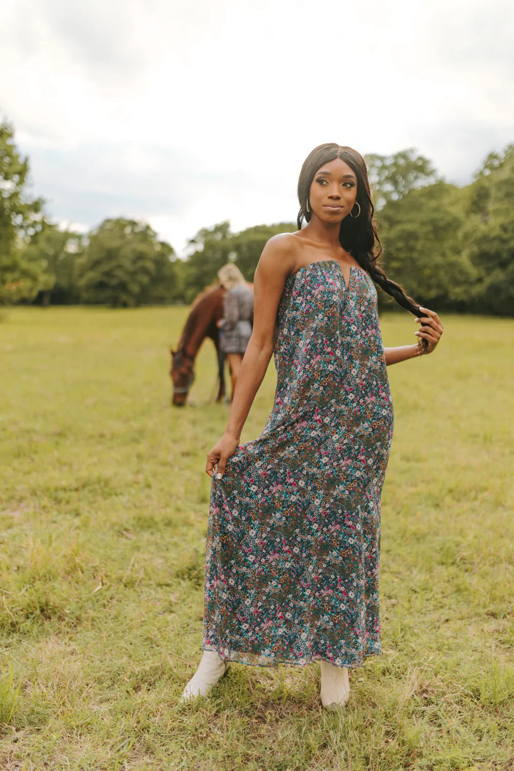 BuddyLove | LUCA STRAPLESS MAXI DRESS - HOLLYHOCK