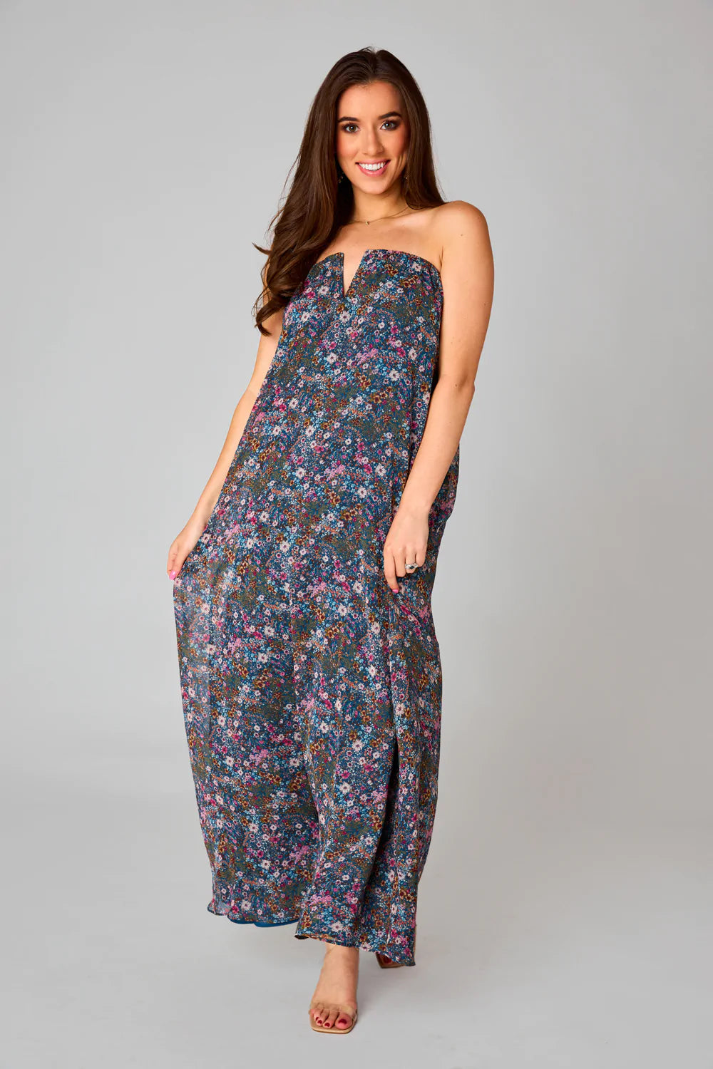 BuddyLove | LUCA STRAPLESS MAXI DRESS - HOLLYHOCK