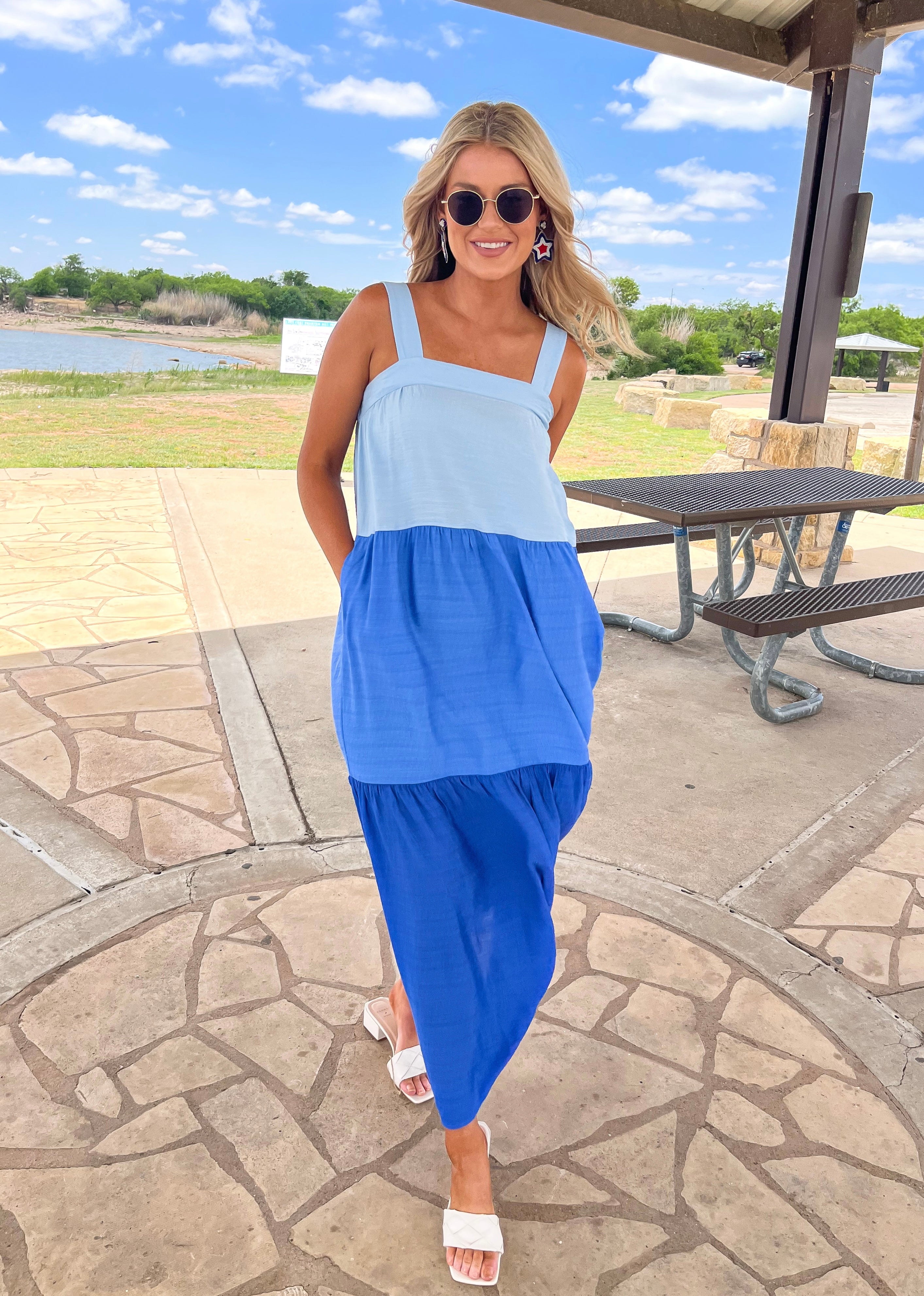 Color Block Tiered Maxi Dress