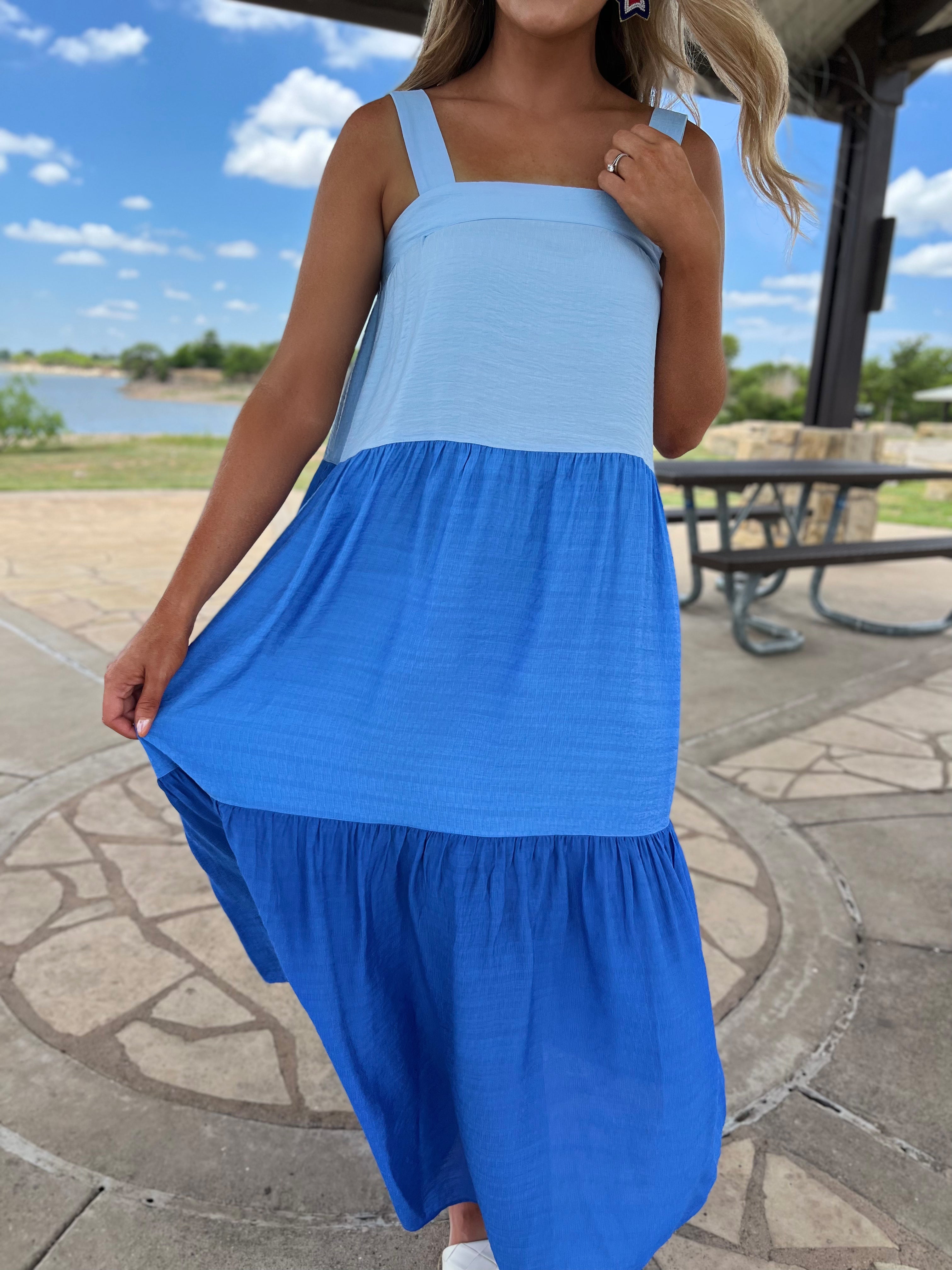 Color Block Tiered Maxi Dress