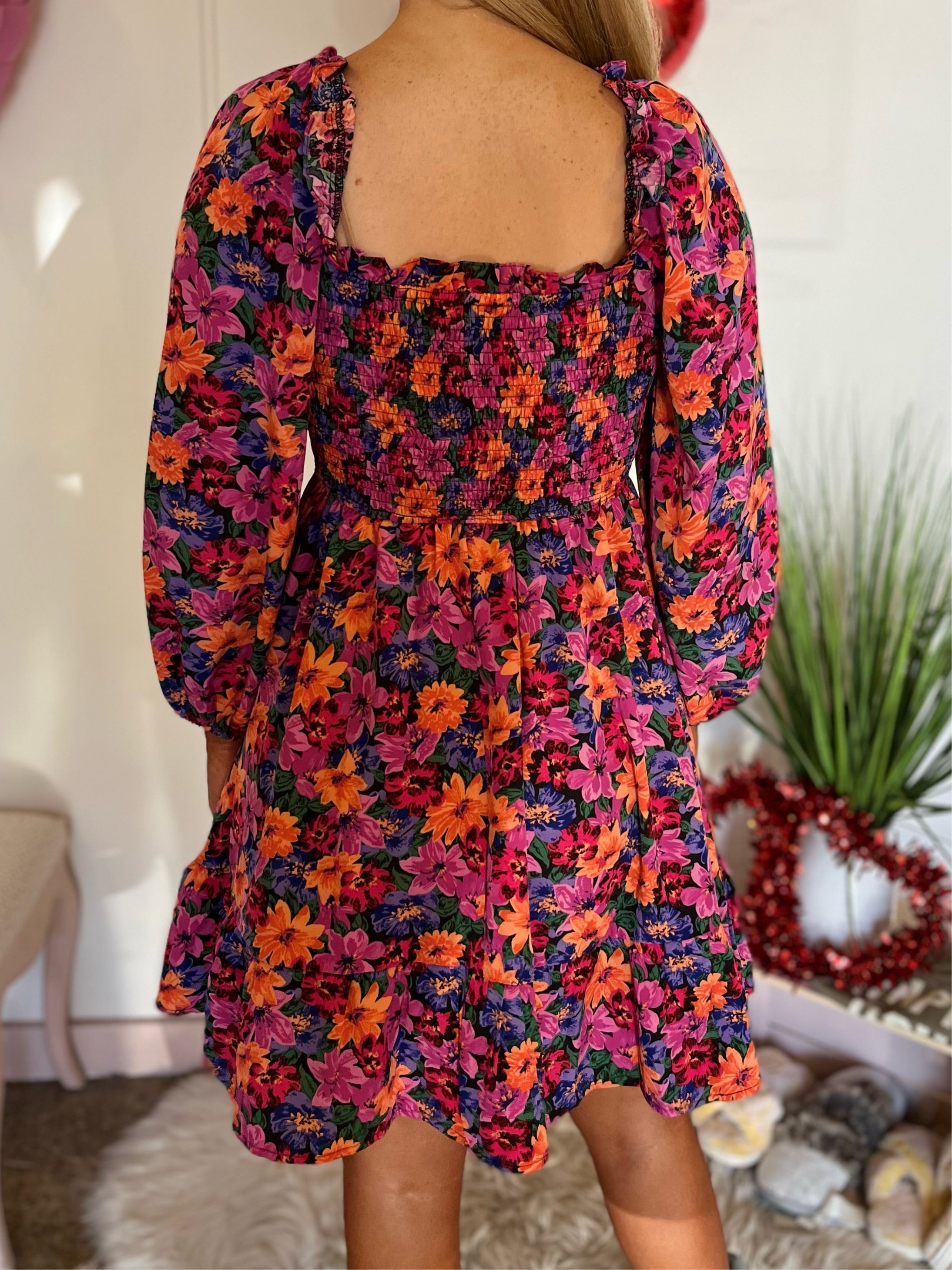 Floral Tiered Midi Dress - Blackberry