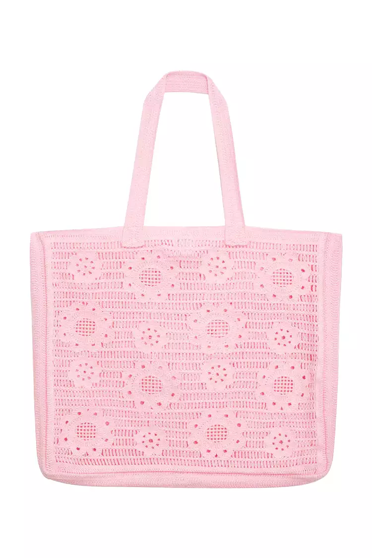 Frankies bikinis x PAMELA ANDERSON Lola Crochet Tote Bag - Pink Dream