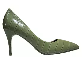 Green wet look heel