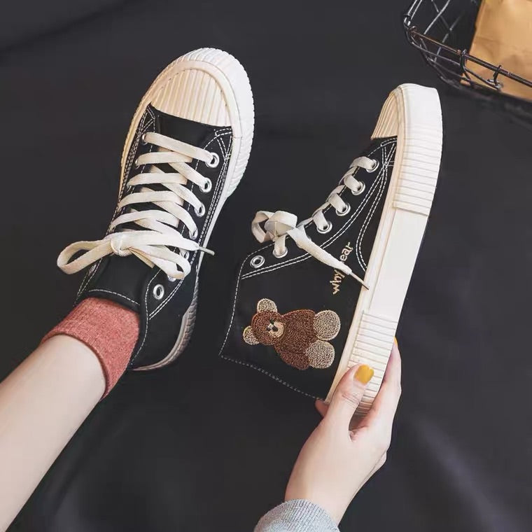 INS ULZZANG CUTE BEAR CANVAS SHOES BY92999