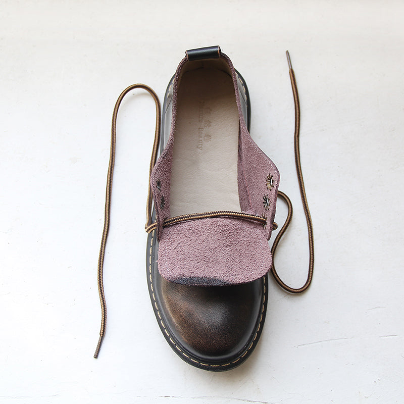 LOVE FLAT-SOLED RETRO LEATHER SHOES BY81022