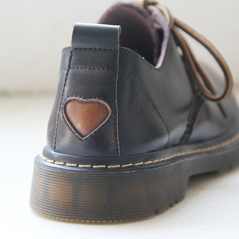 LOVE FLAT-SOLED RETRO LEATHER SHOES BY81022