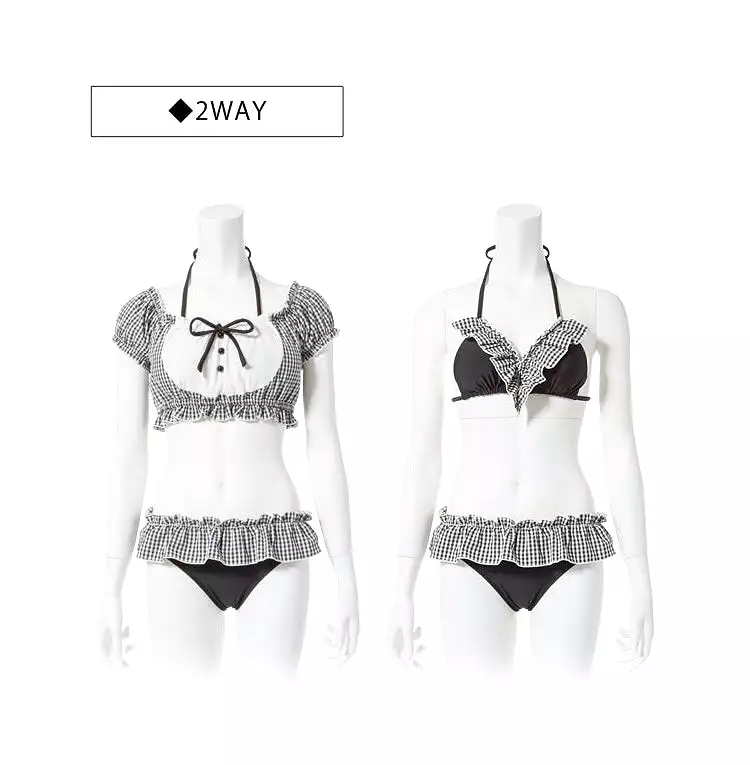 maid style bikinis swimwear 2 ways of wearing