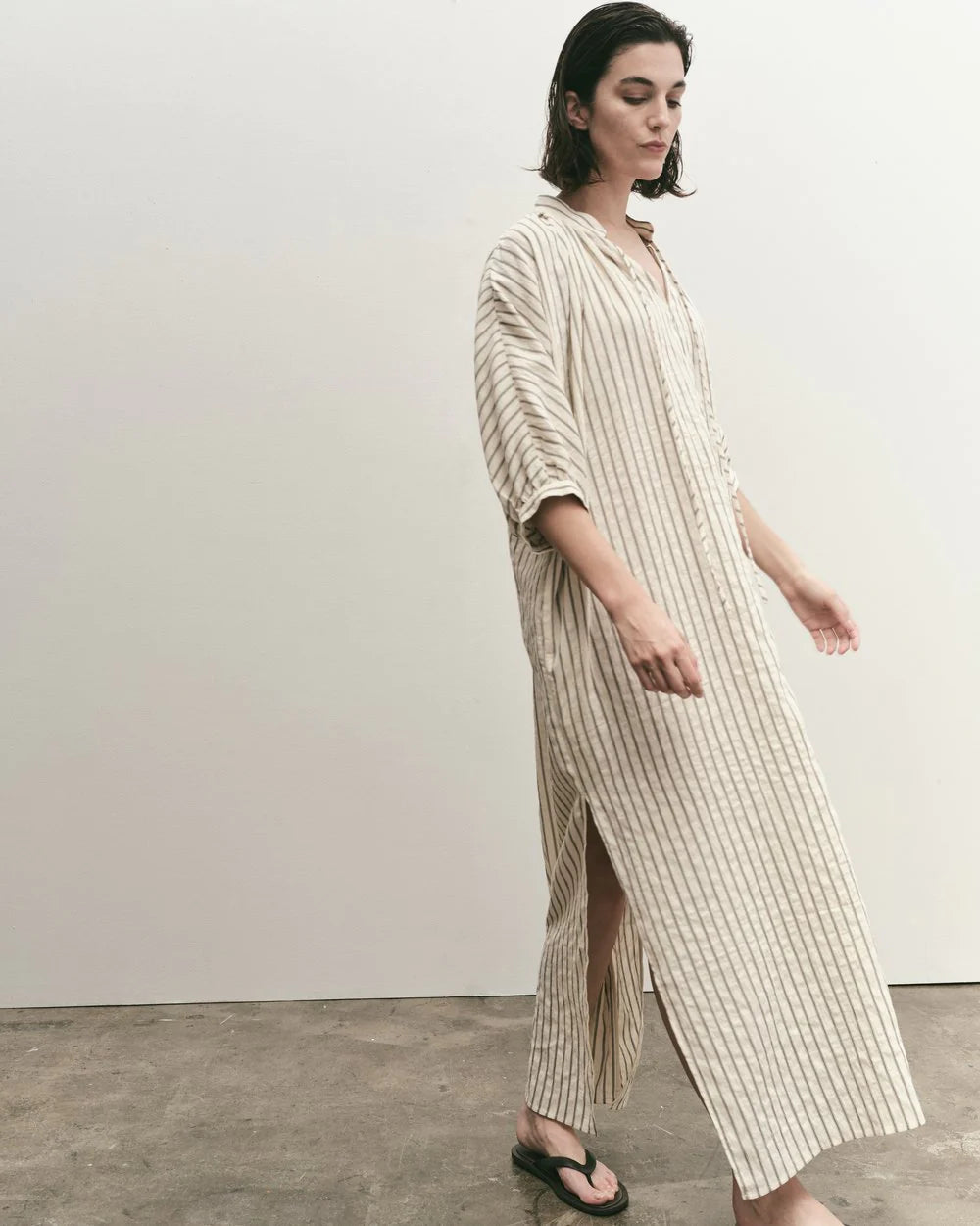 Mijeong Park Stripe Shirred Dress in Light