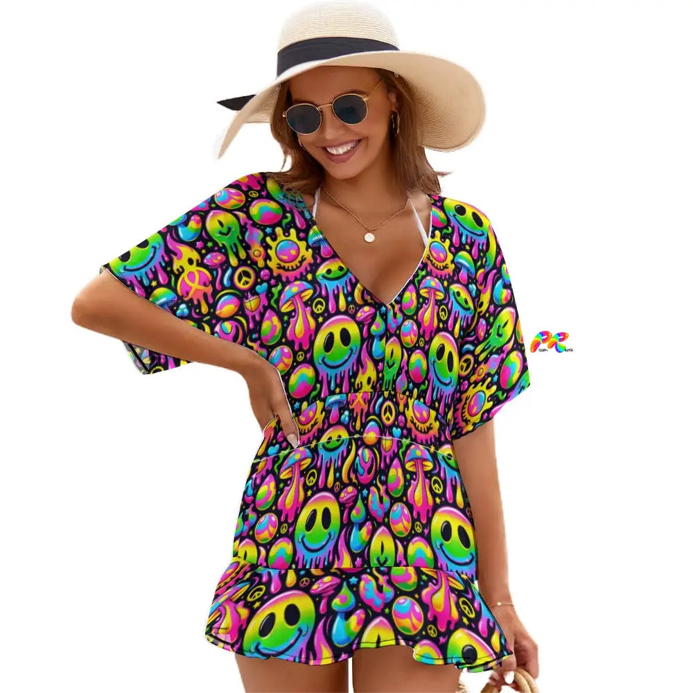 Neon Drip Rave Swimsuit Cover-up