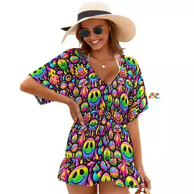 Neon Drip Rave Swimsuit Cover-up