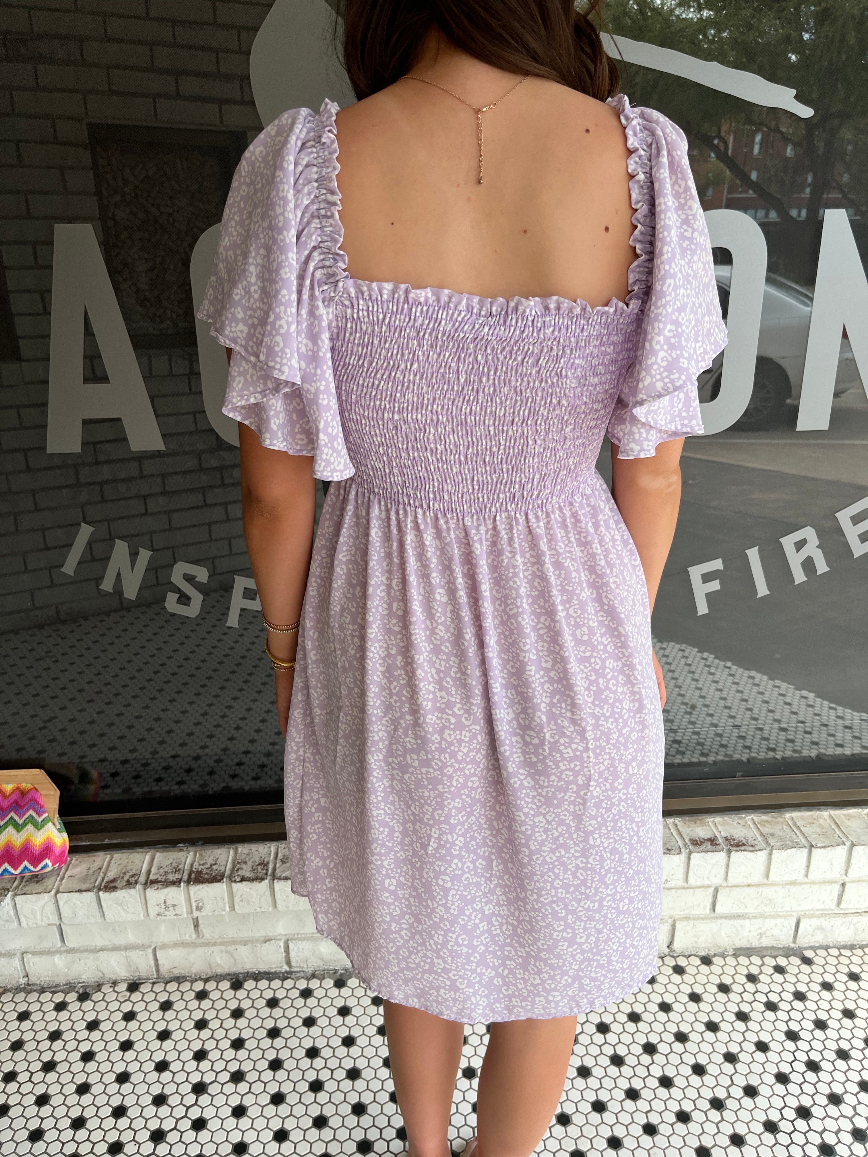 RUFFLE MINI DRESS - LAVENDER