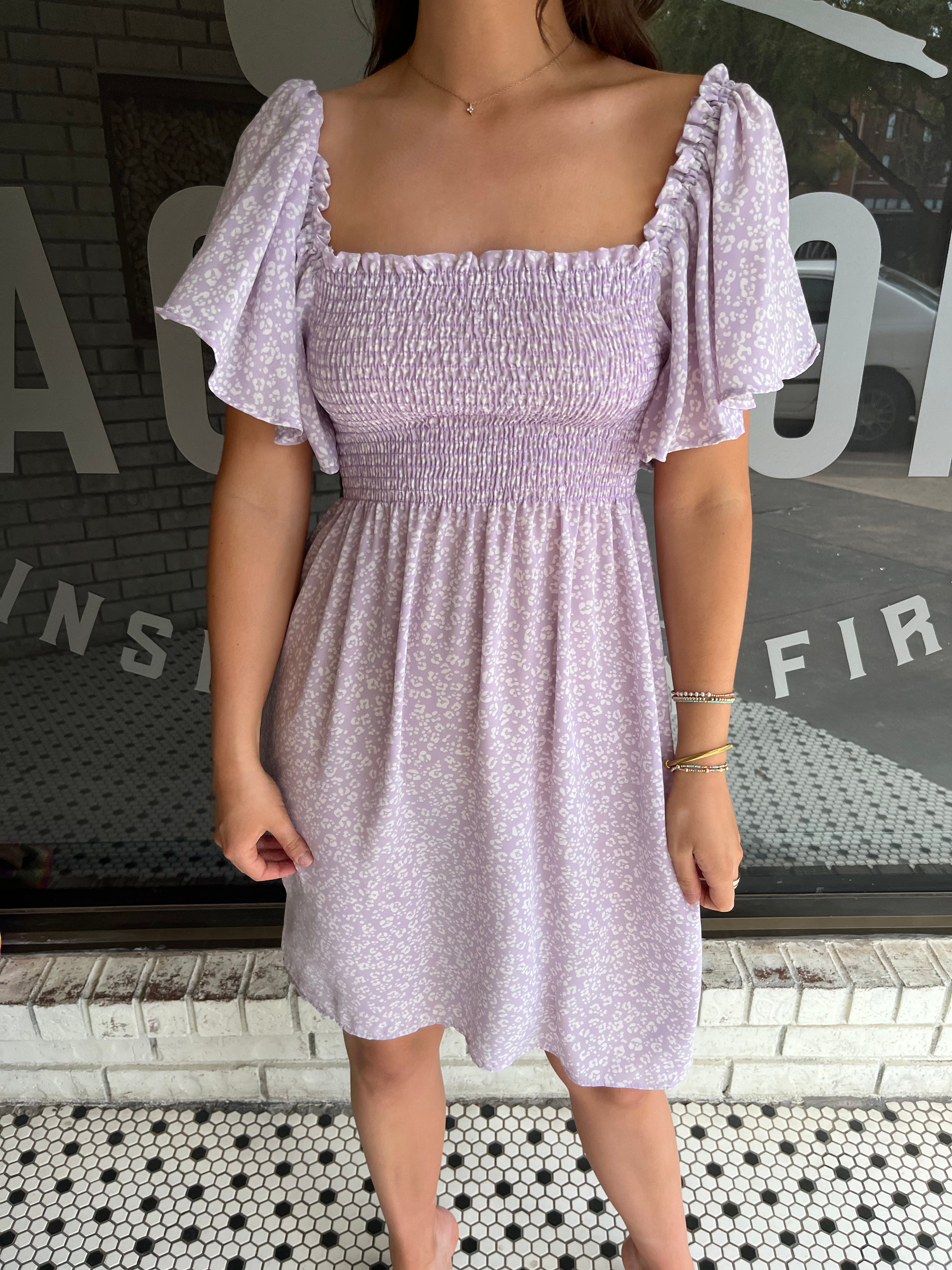 RUFFLE MINI DRESS - LAVENDER