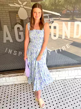 Smocked Midi Dress - Blue