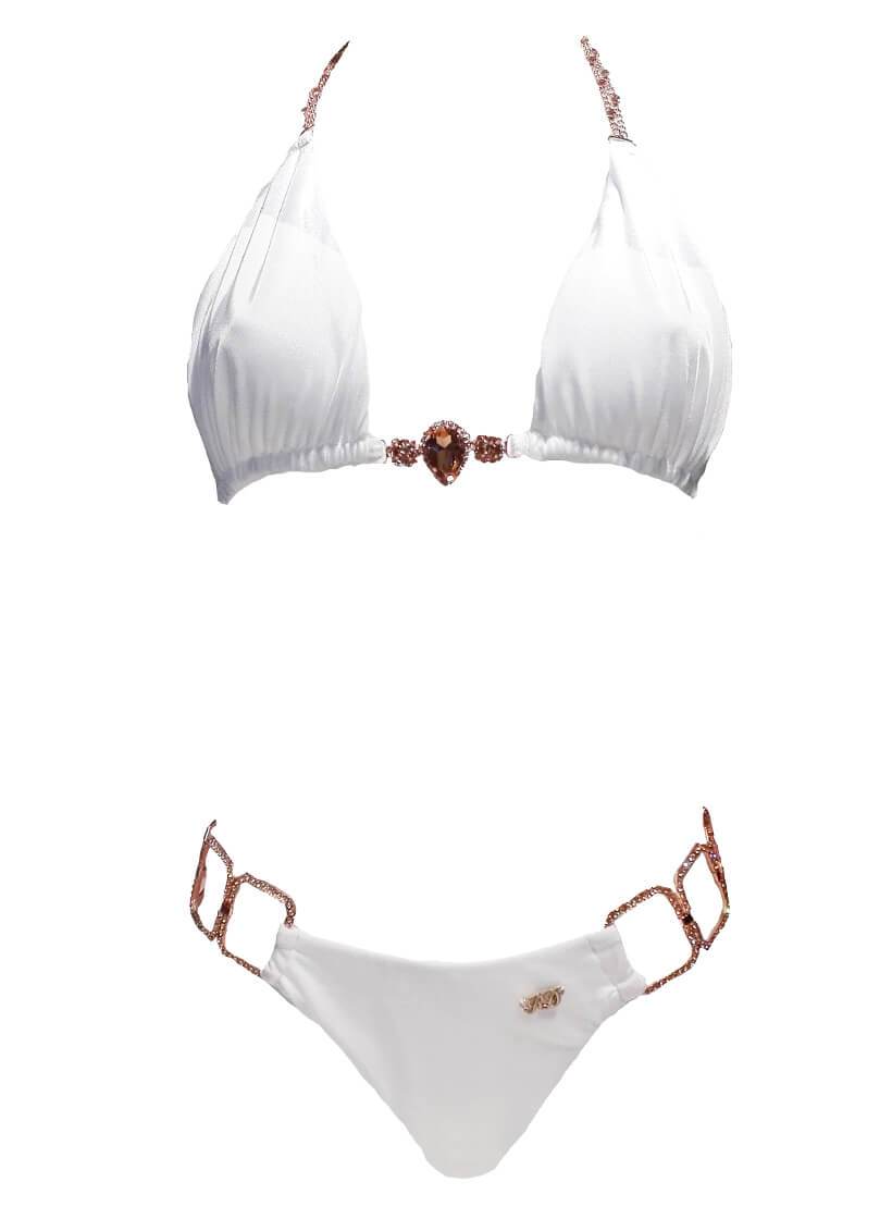 Tessa Triangle Top & Tie Side Bottom White