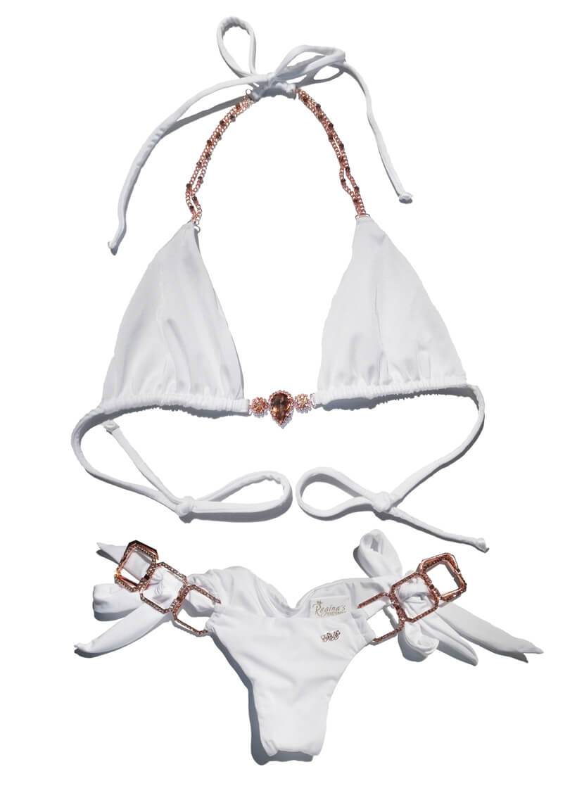 Tessa Triangle Top & Tie Side Bottom White