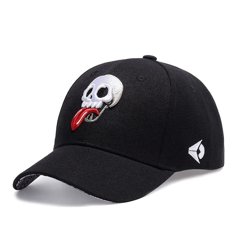 Unisex Fashion Embroidery Skull Tongue Sunscreen Snapback Baseball Cap