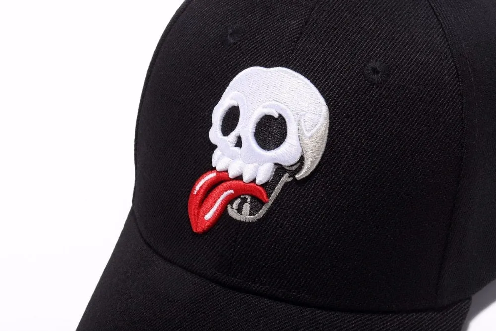 Unisex Fashion Embroidery Skull Tongue Sunscreen Snapback Baseball Cap