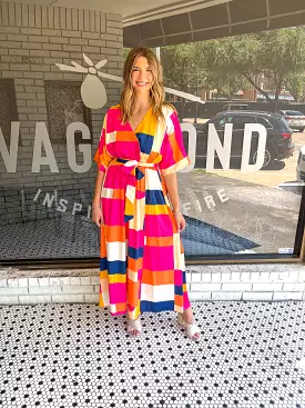 V-Neck Maxi Dress - Multi