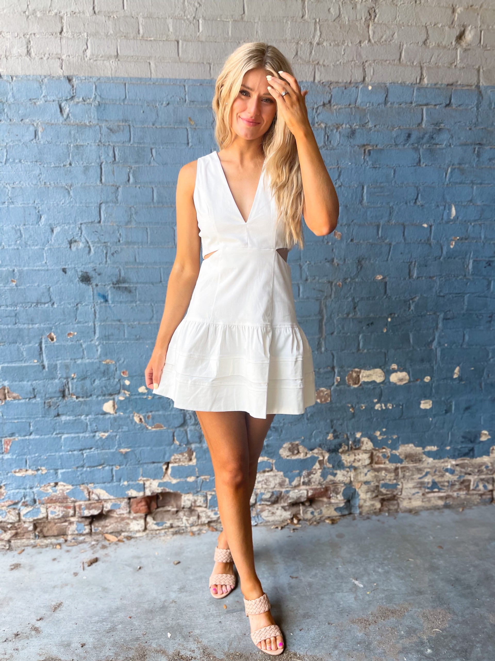 Waist Cut Out Dress - White